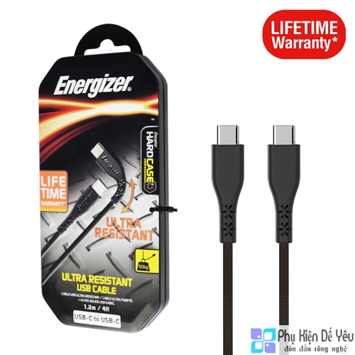 Cáp USB-C to USB-C 2.0 Energizer C41C2AGBKM 1.2m - SIÊU BỀN