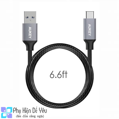 Cáp USB-C to USB 3.0 Aukey 2m - Bện Nylon