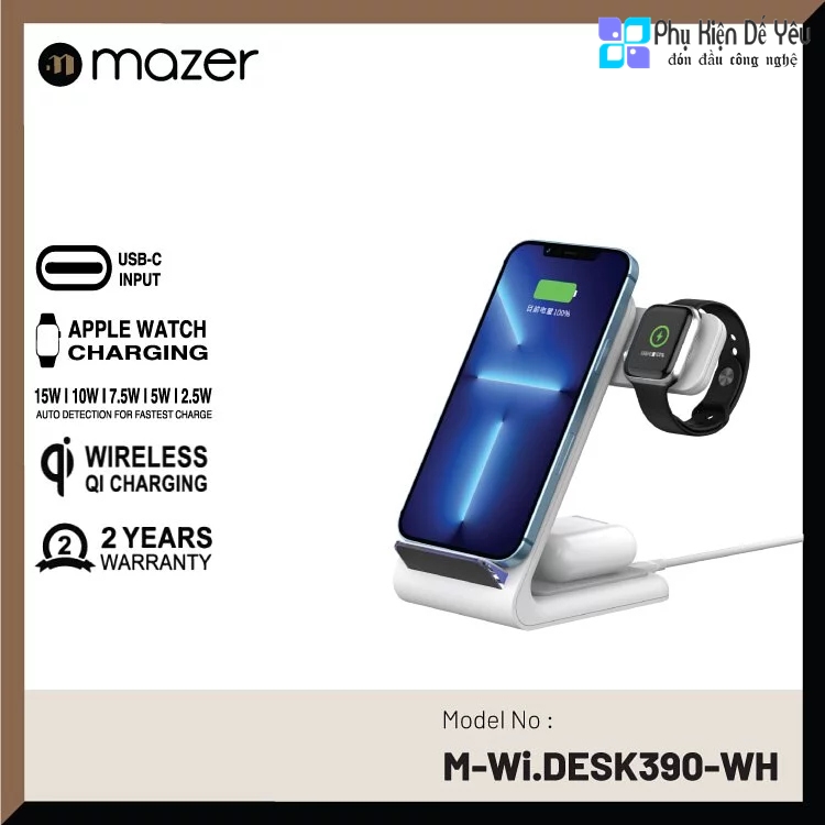 Đế sạc không dây Mazer Infinite.BOOST Wi.DESK SWING-V2 25W Wireless charging stand (Apple Edition 3-in-1)
