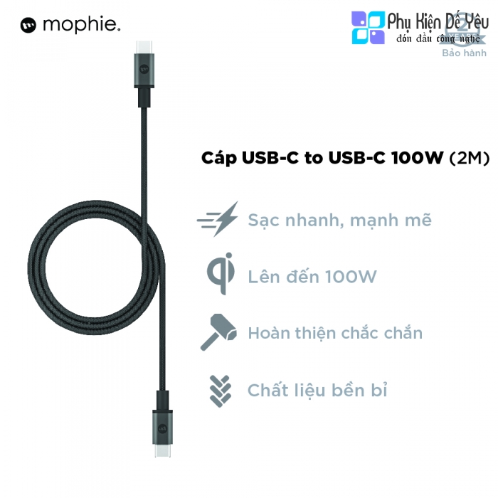Dây cáp Mophie USB-C to USB-C 2m - 100W