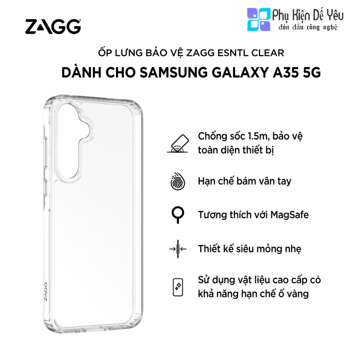 Ốp ZAGG Essentials Clear cho Samsung Galaxy A35 5G