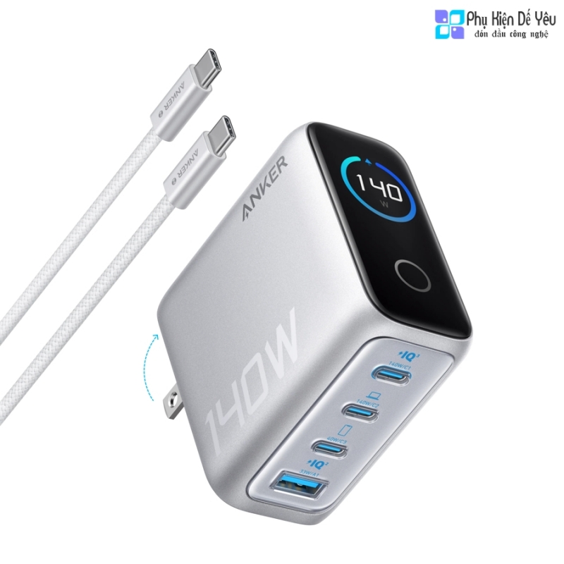 Bộ sạc Anker (140W, 4 cổng, PD 3.1) kèm cáp USB-C - B2697