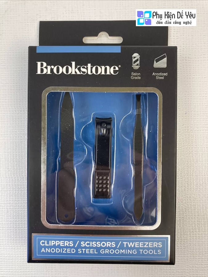 Bộ cắt móng tay, giũa móng tay và nhíp bằng thép không gỉ Brookstone