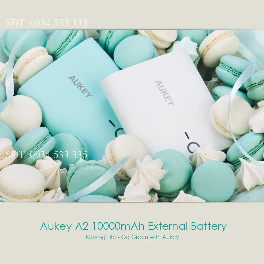 Pin sạc dự phòng Aukey PB 014 10.000mAh: 2 cổng sạc - Trắng