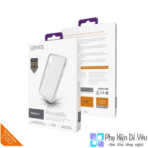 ỐP LƯNG CHỐNG SỐC GEAR4 D3O PICCADILLY IPHONE X (WHITE) - IC8PICSVR