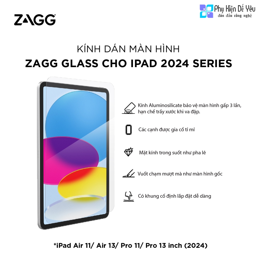 Kính cường lực ZAGG Glass cho iPad Air 11/ Pro 11 inch 2024
